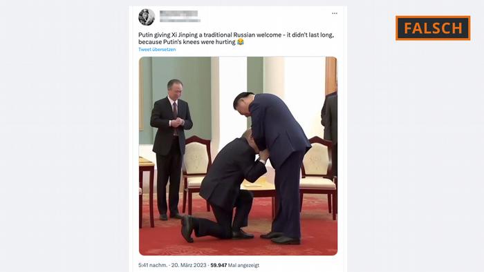 一张普京在习近平面前下跪的照片近日在网上疯传