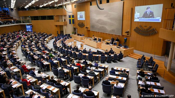 Die entscheidende Sitzung des schwedischen Reichstags in Stockholm zur Aufnahme des Landes in die NATO
