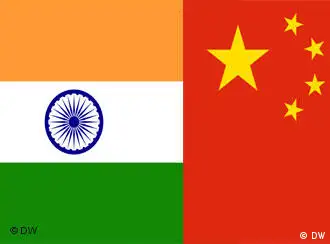 Flaggen Indien und China Collage