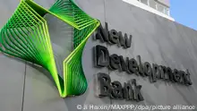 ©/MAXPPP - SHANGHAI, CHINA - DECEMBER 20: A logo is seen at the headquarters building of the BRICS New Development Bank (NDB) at the Shanghai Expo Park on December 20, 2020 in Shanghai, China. (Photo by Ji Haixin/VCG)