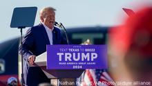 Former President Donald Trump speaks at a campaign rally at Waco Regional Airport Saturday, March 25, 2023, in Waco, Texas. (AP Photo/Nathan Howard)