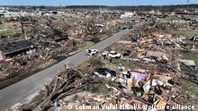 MISSISSIPI, USA - MARCH 26: An aerial view of the damage after a tornado tore through the US state of Mississippi, United States on March 25, 2023. At least 25 people have been killed and dozens injured after a tornado tore through the US state of Mississippi late Friday. Four people are missing, the Mississippi Emergency Management Agency said Saturday in its latest update on Twitter. Lokman Vural Elibol / Anadolu Agency