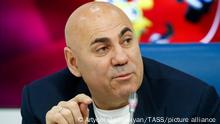 MOSCOW, RUSSIA - FEBRUARY 11, 2020: Music producer Iosif Prigozhin at a news conference at the Moscow office of the TASS news agency for the new Russian animation series about racing, Super Rally. Artyom Geodakyan/TASS