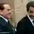 Der italienische Staatschef Silvio Berlusconi (l) trifft am Dienstag (26.04.2011) in Rom mit dem französischen Präsidenten Nicolas Sarkozy zusammen. Die beiden berieten über einen Drei-Punkte-Plan zur Flüchtlingsfrage. Foto: Fabio Frustaci/Eidon