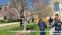 27.03.2023 *** Police officers arrive at the Covenant School, Covenant Presbyterian Church, after reports of a shooting in Nashville, Tennessee, U.S. March 27, 2023. Metropolitan Nashville Police Department/Handout via REUTERS. THIS IMAGE HAS BEEN SUPPLIED BY A THIRD PARTY. NO RESALES. NO ARCHIVES