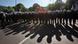 A line of policemen in Hamburg prepares to meet protesters A line of policemen in Hamburg prepares to meet protesters