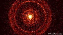 Image shows: Swifts X-Ray Telescope captured the afterglow of GRB 221009A about an hour after it was first detected. The bright rings form as a result of X-rays scattered from otherwise unobservable dust layers within our galaxy that lie in the direction of the burst. Astronomers around the world are captivated by an unusually bright and long-lasting pulse of high-energy radiation that swept over Earth Sunday, Oct. 9. The emission came from a gamma-ray burst GRB the most powerful class of explosions in the universe that ranks among the most luminous events known. On that Sunday morning Eastern time, a wave of X-rays and gamma rays passed through the solar system, triggering detectors aboard NASA s Fermi Gamma-ray Space Telesc PUBLICATIONxNOTxINxUKxFRA Copyright: xx 52085048 