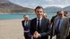 French President Emmanuel Macron speaks to journalists in Savines-Le-Lac, with snow-capped mountains visible in the background French President Emmanuel Macron speaks to journalists in Savines-Le-Lac, with snow-capped mountains visible in the background