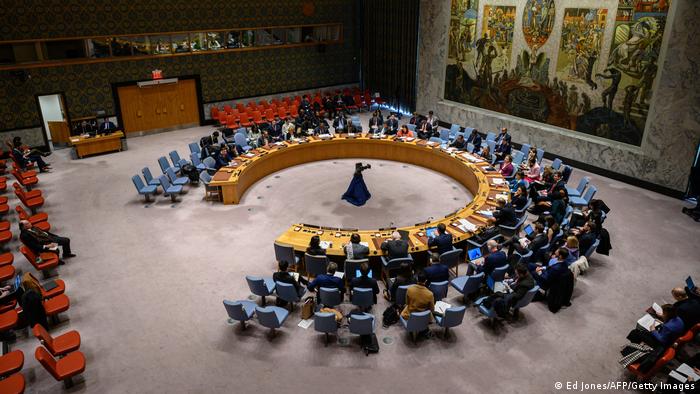 UN Security Council meeting photographed from above