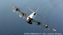 An air-to-air front view of an EP-3E Orion aircraft from Fleet Air Reconnaissance Squadron 2 (VQ-2) in flight. [Photo via Newscom] pubmilpics012413 (edisto collection)