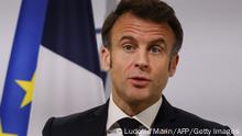 French President Emmanuel Macron speaks during a meeting with China's French community at the residence of France's ambassador in Beijing on April 5, 2023. (Photo by LUDOVIC MARIN / AFP) (Photo by LUDOVIC MARIN/AFP via Getty Images)