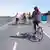 Cyclists on a bridge in Copenhagen