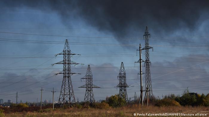 Ukraine War I power line in western Ukraine near Lviv