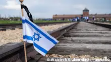 April 28, 2022, Owicim, Poland: A flag of Israel seen on the railroad tracks in KL Birkenau during the International March of The Living. International March of The Living from KL Auschwitz to KL2 Birkenau. Over 3000 of Jews from all over the world came to Oswiecim to participate in the International March of the Living. It is a commemoration of the victims of the Holocaust. The Polish president Andrzej Duda took part in this event. Owicim Poland - ZUMAs197 20220428_zaa_s197_267 Copyright: xWojciechxGrabowskix
