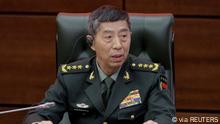 Chinese Defence Minister Li Shangfu attends a meeting with Russian Defence Minister Sergei Shoigu in Moscow, Russia April 18, 2023. Russian Defence Ministry/Handout via REUTERS ATTENTION EDITORS - THIS IMAGE WAS PROVIDED BY A THIRD PARTY. NO RESALES. NO ARCHIVES. MANDATORY CREDIT.