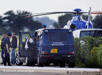 Special forces of the Dutch police take their positions at Rotterdam The Hague Airport
