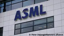 30/01/2023 Veldhoven FILE - the logo of ASML, a leading maker of semiconductor production equipment, hangs on the head office in Veldhoven, Netherlands, Monday, Jan. 30, 2023. The Dutch government announced Tuesday that it is planning on imposing additional restrictions on the export of machines that make advanced processor chips, joining a U.S. initiative that aims at restricting China's access to materials used to make such chips. Dutch Minister for Foreign Trade and Development Cooperation Liesje Schreinemacher sent a letter to lawmakers outlining the proposed limitations, which come in addition to existing export controls on semiconductor technology. (AP Photo/Peter Dejong, File)
