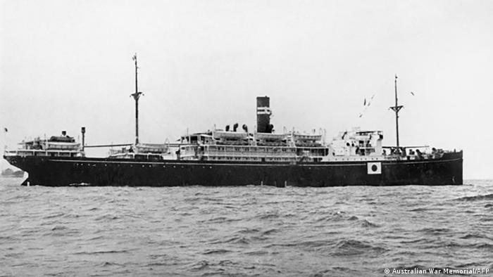 O navio de transporte japonês Montevideo Maru, em foto de 1941