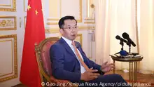 (190817) -- PARIS, Aug. 17, 2019 (Xinhua) -- Chinese ambassador to France Lu Shaye speaks to Chinese press in Paris, France, on Aug. 14, 2019. China and France should consolidate political mutual trust, strengthen mutually beneficial cooperation, work together to uphold multilateralism, improve global governance and inject more positive energy into this world plagued by unilateralism and protectionism, said Lu Shaye. (Xinhua/Gao Jing)