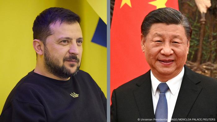 Bildkombo Selenskyj und Xi Jinping
