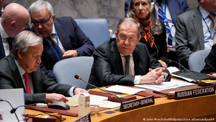 UN-Generalsekretär Antonio Guterres (l.) und der russische Außenminister Sergej Lawrow im Weltsicherheitsrat 