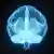 Imagem brilhante de raios-X do cérebro humano em azul sobre fundo preto