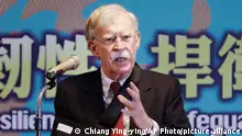 29/04/2023 *** Former U.S. national security advisor John Bolton delivers a speech to discuss a subject titled ''Maintaining Long Term Peace and Security in Taiwan'' at the Global Taiwan National Affair Symposium XII in Taipei, Taiwan, Saturday, April 29, 2023. (AP Photo/Chiang Ying-ying)