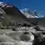 Water flowing across rocks in the Himalayas