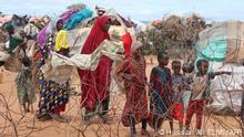 People displaced by drought react as Cindy McCain (not seen), World Food Programme (WFP) Executive Director, visits to assess drought conditions at the Ladan internally displaced people (IDP) camp in Dolow on May 1, 2023. (Photo by Hassan Ali ELMI / AFP)
