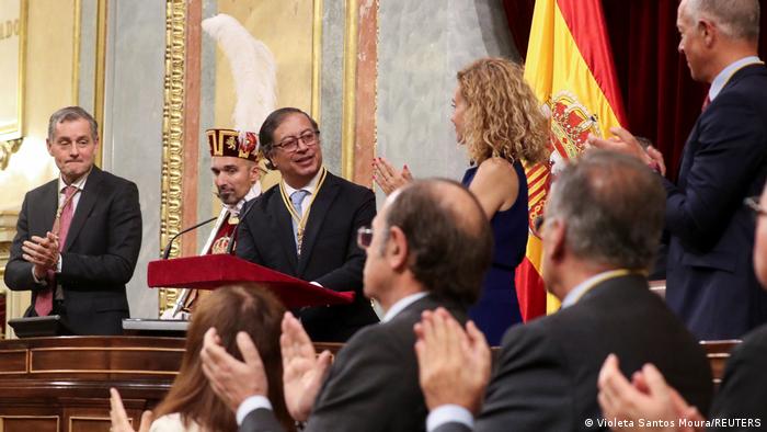 El presidente de Colombia, Gustavo Petro, después de su discurso ante el Parlamento de España