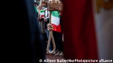 A noose is seen at a rally against the executions of protesters Mohammad Mehdi Karami and Seyed Mohammad Hosseini by the Islamic regime in Iran. Both were charged with killings of security forces during the protests that erupted after the death of Mahsa Amini in police custody. The protests continue despite the crackdown and pose the most serious threat to the Islamic regime since it came to power in 1979. (Photo by Allison Bailey/NurPhoto)