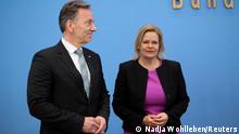 German Interior Minister Nancy Faeser and German Federal Criminal Police Office (BKA) President Holger Muench attend a press conference on figures for politically motivated crime in the country in Berlin, Germany May 9, 2023. REUTERS/Nadja Wohlleben