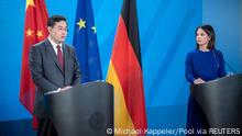 09/05/2023**German Foreign Minister Annalena Baerbock takes part in a press conference after the bilateral talks at the Federal Foreign Office alongside her Chinese counterpart Qin Gang in Berlin, Germany May 9, 2023. Michael Kappeler/Pool via REUTERS