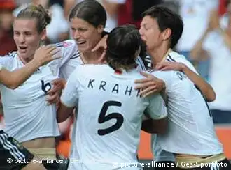 Germany celebrates a goal against Canada