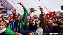 11.05.2023 *** Supporters of Turkish President Tayyip Erdogan attend a rally ahead of the May 14 presidential and parliamentary elections in Ankara, Turkey, May 11, 2023. REUTERS/Cagla Gurdogan
