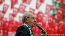 11.05.2023 *** FILE PHOTO: Kemal Kilicdaroglu, presidential candidate of Turkey's main opposition alliance, speaks during a rally ahead of the May 14 presidential and parliamentary elections, in Bursa, Turkey May 11, 2023. REUTERS/Murad Sezer/File Photo