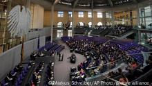 12/05/2023 **German lawmakers attend a debate at the parliament Bundestag marking the 75th anniversary of the founding of the state of Israel at the Reichstag building in Berlin, Germany, Friday, May 12, 2023. (AP Photo/Markus Schreiber)