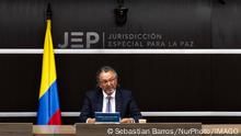 06.03.2023
Colombia s Special Jurisdiction For Peace JEP Press Conference Magistrate and president of the Special Jurisdiction for Peace JEP Roberto Carlos Vidal Lopez speaks during a press conference about the denunciation of former international affairs prosecutor Ana Fabiola Castro imposed by the Special Jurisdiction for Peace in the case of Seuxis Pausias Hernandez Solarte known in the former Revolutionary Armed Forces of Colombia FARC as Jesus Santrich . In Bogota, Colombia, March 6, 2023. Bogota Cundinamarca Colombia PUBLICATIONxNOTxINxFRA Copyright: xSebastianxBarrosx originalFilename: barrossalamanca-colombia230306_npsKL.jpg