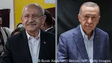 Links:
ANKARA, TURKEY - MAY 14: Republican People's Party (CHP) leader and presidential candidate of the main opposition alliance Kemal Kilicdaroglu arrives to cast his vote at a polling station during Turkey's General Election on May 14, 2023 in Ankara, Turkey. Today, President Recep Tayyip Erdogan faces his biggest electoral test as the country goes to the polls in the country's general election. Erdogan has been in power for more than two decades -- first as prime minister, then as president -- but his popularity has recently taken a hit due to Turkey's ongoing economic crisis and his government's response to a series of devastating earthquakes. Meanwhile, the political opposition has united around one candidate, Kemal Kilicdaroglu, with some pre-election polls giving him an edge. (Photo by Burak Kara/Getty Images)
Rechts:
Turkish President Tayyip Erdogan votes at a polling station for the presidential and parliamentary elections, in Istanbul, on May 14, 2023. The 69-year-old Turkish President, who runs for reelection, faces the toughest election challenge of his two-decade rule as he has been slowly losing support from key segments of the population that rallied around him during a more prosperous decade that followed his rise in 2003. (Photo by UMIT BEKTAS / POOL / AFP) (Photo by UMIT BEKTAS/POOL/AFP via Getty Images)