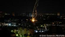 An explosion of a missile is seen in the city during a Russian missile strike, amid Russia's attack on Ukraine, in Kyiv, Ukraine May 16, 2023. REUTERS/Gleb Garanich