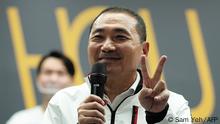 04.11.2022****Hou You-yi, New Taipei City mayor candidate from the main opposition Kuomintang (KMT), gestures during an elections campaign in New Taipei City on November 4, 2022. (Photo by Sam Yeh / AFP)