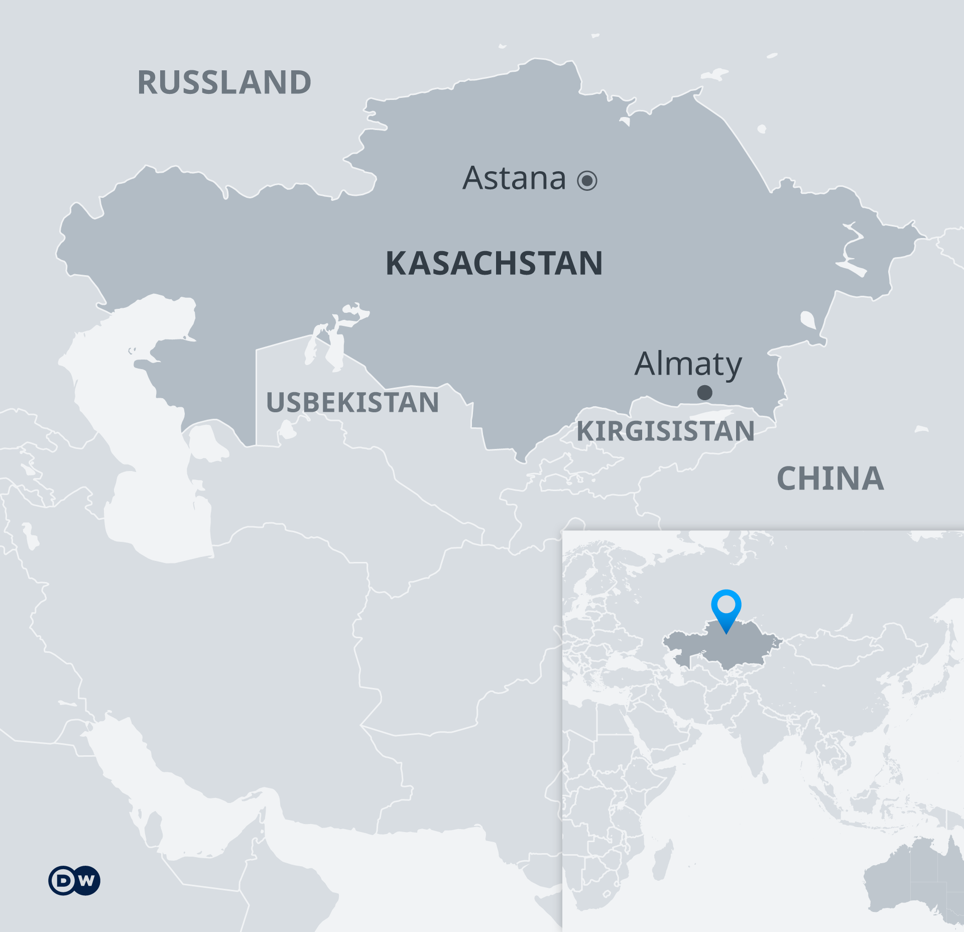 Infografik Karte Kasachstan mit Astana DE