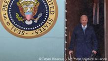 U.S. President Joe Biden arrives at U.S. Marine Corps Air Station Iwakuni in Yamaguchi Prefecture, Japan on May 18, 2023. G7 Hiroshima Summit will be held from 19-21. ( The Yomiuri Shimbun via AP Images )