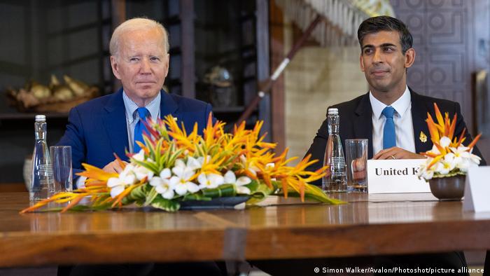 El presidente de EE.UU., Joe Biden, y el primer ministro británico, Rishi Sunak.
