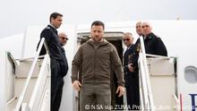 May 13, 2023, Aeroporto di Ciampino, Italia: Ukrainian President Volodymyr Zelensky arrives at Ciampino Airport in Rome, Italy, 13 May 2023. It is the first time for Zelensky to come to Italy since the start of the Russian invasion of Ukraine in February 2022. .ANSA/TELENEWS (Credit Image: © ANSA via ZUMA Press