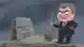 Карикатура - карикатурный спикер Госдумы Вячеслав Володин стоит с лопатой у свежевырытой могилы с надгробием и надписью на нем "английский язык"