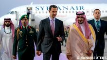 Syria's President Bashar al-Assad arrives in Jeddah, to attend the Arab League summit the following day, Saudi Arabia, May 18, 2023. SANA/Handout via REUTERS ATTENTION EDITORS - THIS IMAGE WAS PROVIDED BY A THIRD PARTY. TPX IMAGES OF THE DAY 