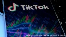 The TikTok logo is seen on a mobile phone screen in this photo illustration on 23 March, 2023 in Warsaw, Poland. (Photo by Jaap Arriens/NurPhoto)