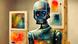 Anthropomorpher Roboterkünstler in seinem Atelier Anthropomorpher Roboterkünstler in seinem Atelier