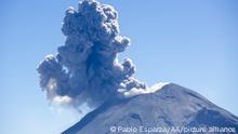 PUEBLA, MEXICO - JANUARY 24: A view of a column of smoke composed of gasses exhausted from Popocatepetl Volcano, the second highest peak in Mexico with 5436 meters, linked with a saddle called Paso de Cortes to the twin volcano of Iztaccihuatl located near the border of State of Mexico at Izta-Popo Zoquiapan National Park in Puebla, Mexico on January 24, 2023. Pablo Esparza / Anadolu Agency